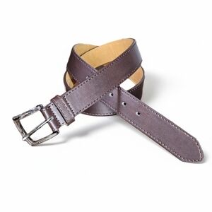 Bass 37-41" Belt Dark Brown Vegan Leather Silver Buckle Men's Unisex EUC